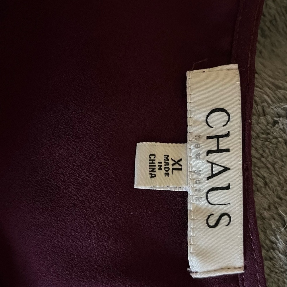 Chaus Rich Burgundy Flutter Sleeve Blouse - Picture 2 of 2